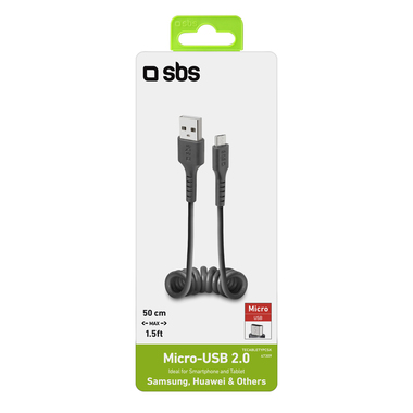 Spiralkabel USB & Micro-USB für Daten und Aufladen