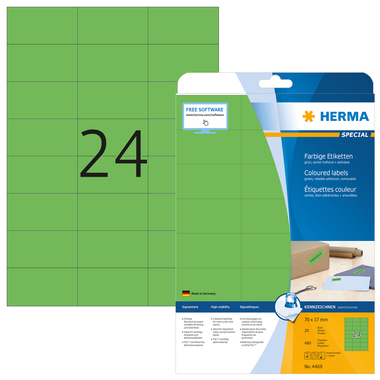 HERMA Étiquettes univers. 70x37mm 4469 vert 480 pcs./20 flls.