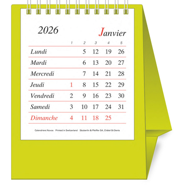 NOVOS Calendario Pro Bristol F. 2026 508028 1M/1P verde ch. FR 11.5x14cm