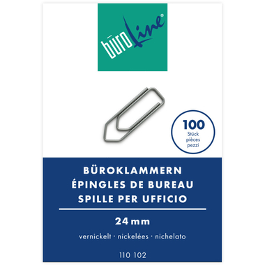 BÜROLINE Fermagli no.2 110102 nichelato, 24mm 100 pezzi