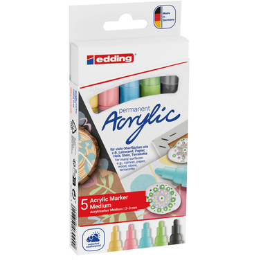 EDDING Acrylmarker 5100 2-3mm 5100-E5-099 pastel, ass. 5 pezzi