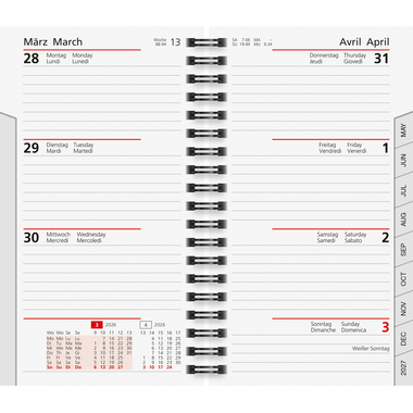 RIDOIDE Ersatzplaner Int. Wire-O 2026 7017810006.26 1W/2S ML 8.7x15.3cm