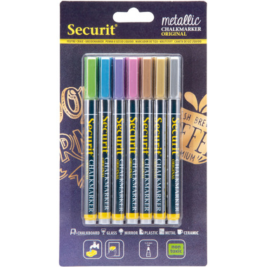 SECURIT Marker Craie 1-2mm BL-SMA100-V7-MT metallic, 7 pcs.