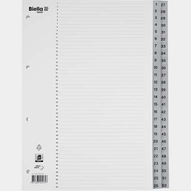 BIELLA Register PP A4 47145200U grau 1-52