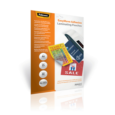 FELLOWES Pochettes à plastifier A4 5601703 brillant, 80my, adh. 25 pcs..