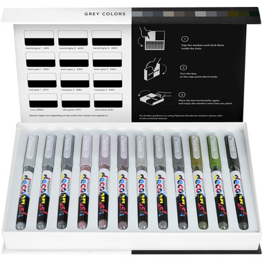 KARIN Pigment Deco Brush 29C2 Grey Colors Set 12 Farben
