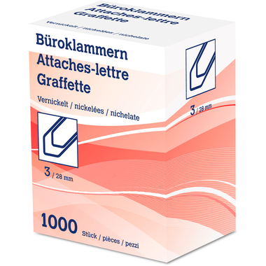 NEUTRAL Büroklammern Nr. 3 6212 28mm vernickelt 1000 Stk.