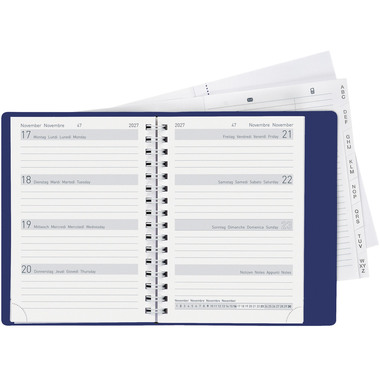 BIELLA TA Memento Wire-O 2027 858673050027U 1W/2S blau ML 10.1x14.2cm