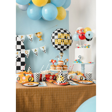 PARTYDECO Palloncino in foil 35cm FB220 Bandiera a scacchi