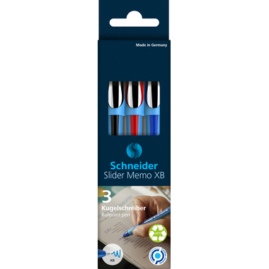 SCHNEIDER Kugelschreiber Slider Memo XB 150293 assortiert, Etui 3 Stück