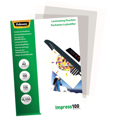 FELLOWES Laminiertasche A3 5351205 glanz, 100my 100 Stk