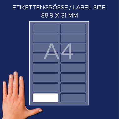 AVERY ZWECKFORM Etichette nome 88,9x31mm L4783-20 bianco, Laser 20 fogli