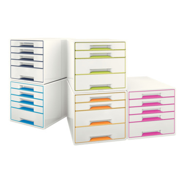 LEITZ Schubladenbox WOW Cube A4 52142023 weiss/pink 5 Schubladen