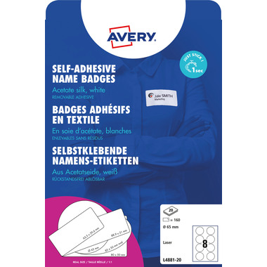 AVERY ZWECKFORM Namensetiketten 65mm L4881-20 weiss 20 Blatt/160 Stk.