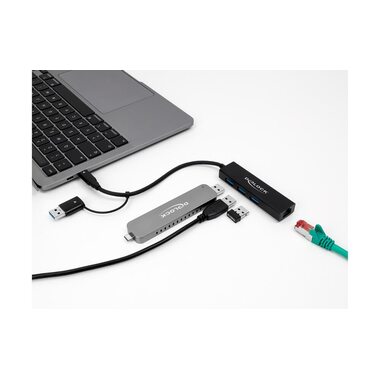 Delock USB-Hub 3.0 Tipo-C + LAN