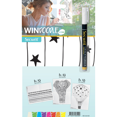 SECURIT Fensterschablone WINDOODLE WD-3A3-KD A3 Kids 3 Stück
