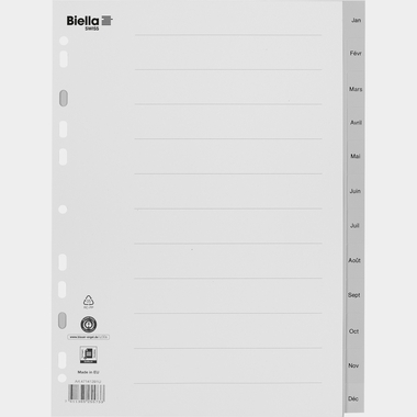 BIELLA Separatori PP A4 47141391U grigio Jan-Déc FR