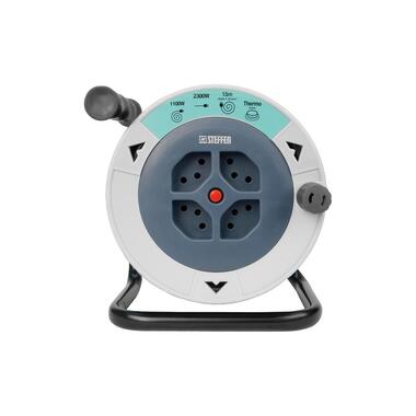 STEFFEN Bobine de câble Plastique 15 m 4 x T13, IP20, gris/bleu