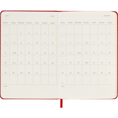 MOLESKINE Wochen-Notizkalender 25/26 DHF218WN2Y26 18M liniert HC rot 9x14cm
