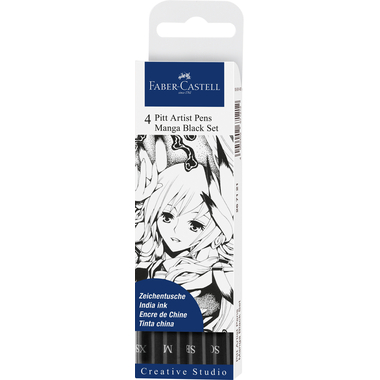 FABER-CASTELL Pitt Artist Pen Manga 267121 Schwarz 4 Stück