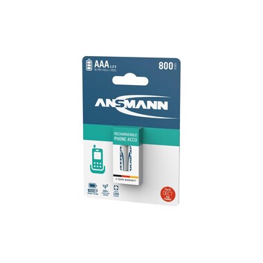 Ansmann Batterie Phone NiMH AAA pour téléphones DECT 800 mAh, 2 Pièce/s