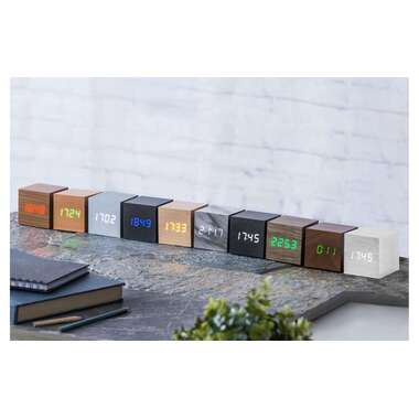 Gingko Digital Alarm Clock Cube Click Clock Silver