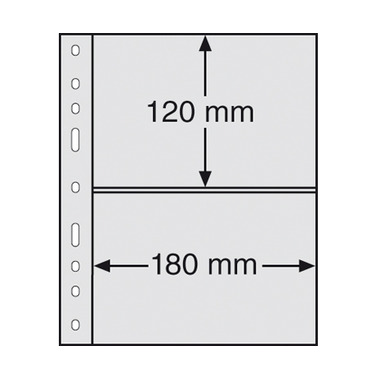 Feuilles en plastique OPTIMA pour cartes postales, lot de 10, noir 2 compartiments, 180 × 120 mm