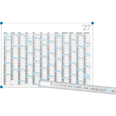 BÜHNER Jahresplaner DE 2027 K12-CH-B-FSC 12M 98x68cm