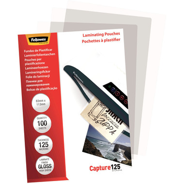 FELLOWES Pochette plast.125mic 83x113mm 5307101 glossy 100 pcs.