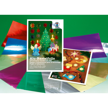 URSUS Bastelfolie Alu 23x33cm 8070099 90g, farbig ass. 10 Blatt