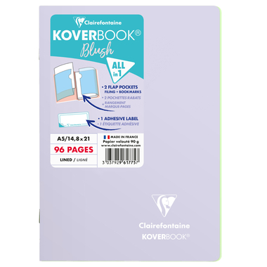 CLAIREFONTAINE Koverbook Schulheft Blush A5 961775C 90g, liniert lila / lindgrün