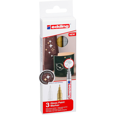 EDDING Paintmarker 751 1-2mm 751-E3-met gold/silver/white 3 pcs