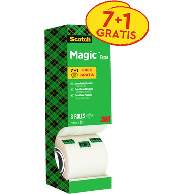 SCOTCH Magic Tape Turm 810 19mmx33m 8-1933R8 unsichtbar 8 Rollen