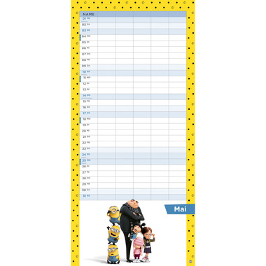 HEYE Familienplaner Minions 2026 22755+26 1M/1S DE 5 Spalten 21x45cm