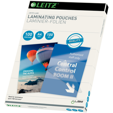 LEITZ Pochettes à plastifier A4 33826 brillant, 100my 100 pcs.