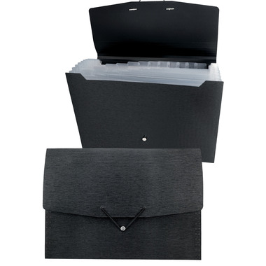 KOLMA Fächermappe LineaVerde A4 11.024.06 schwarz, 12 Tabs,PP,Sand,rec.