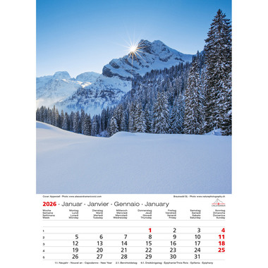 CALENDARIA Bildkalender 2026 9783036205298 Swiss Souvenir ML 23x31.5cm