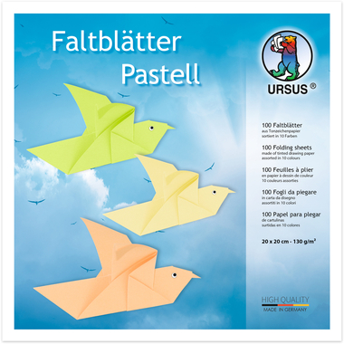URSUS Faltblätter Origami 20×20cm 3155199 Pastell-Farben ass. 100 Blatt