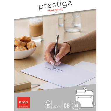 ELCO Envelope Prestige C6 73118.12 120g,blanc,s.fenêtre 25 pcs.