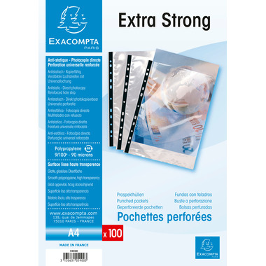 EXACOMPTA Zeigetaschen PP 90 my A4 5900E transparent, glatt 100 Stück