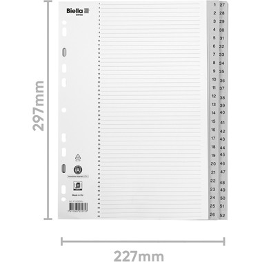 BIELLA Register PP A4 47145200U grau 1-52