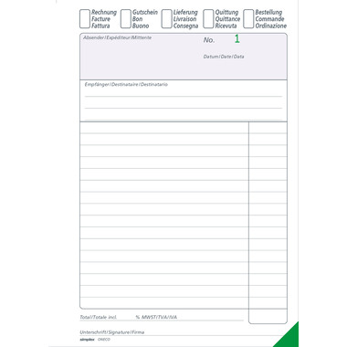 SIMPLEX Blocco combi D/F/I A5 15508 bianco 50x3 fogli