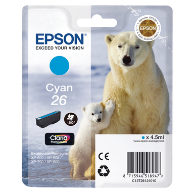 EPSON Cart. d'inchiostro cyan T261240 XP 700/800 300 pagine