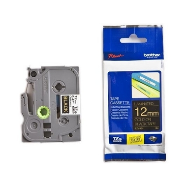 PTOUCH Band, laminiert gold/schwarz TZe-334 PT-1280VP 12 mm