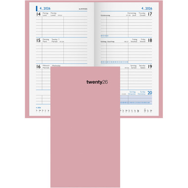 BIELLA Taschenagenda Colorful 2026 830760400026U 1W/2S rosa ML 8.7x15.3cm