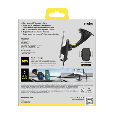 Support auto sans fil 10W pour tableau de bord ou pare-brise