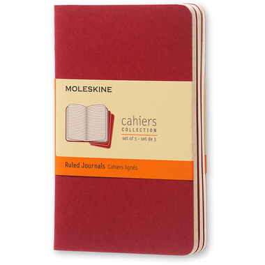 MOLESKINE Quaderno Cahier A6 095-6 rigato, rosso 3 pezzi