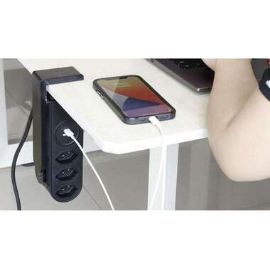 STEFFEN Tischsteckdosenleiste Clamp 3x T13, USB-A+C, Schwarz