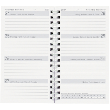 BIELLA Agenda Bruxelles Wire-O 2027 858778000027U 1S/2P sostituto ML 8.5x15.3cm