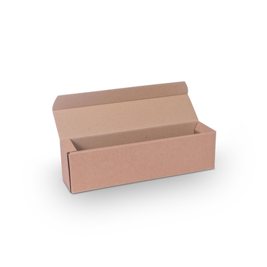 Geschenkverpackung mit offener Welle für 1x 0.75l Flasche mit Flaschenhöhe 380mm & Ø90mm in Braun